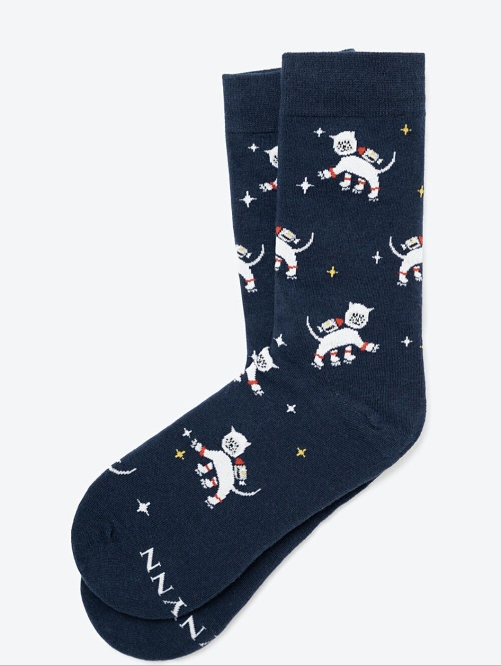 NWT Alynn Navy Cat Pattern Cotton Novelty Socks Woman's 5-12 Men's Size 4-10
